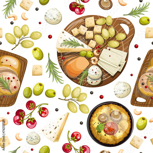 Seamless pattern of French cuisine