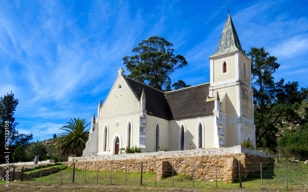 Lutheran Evangelical Church in the hamlet of Haarlemnear Avonttur in the picturesque Langkloof valley. Completed in 1880 this splendid Gothic-Revivalist house of worship dominates the local landscape.