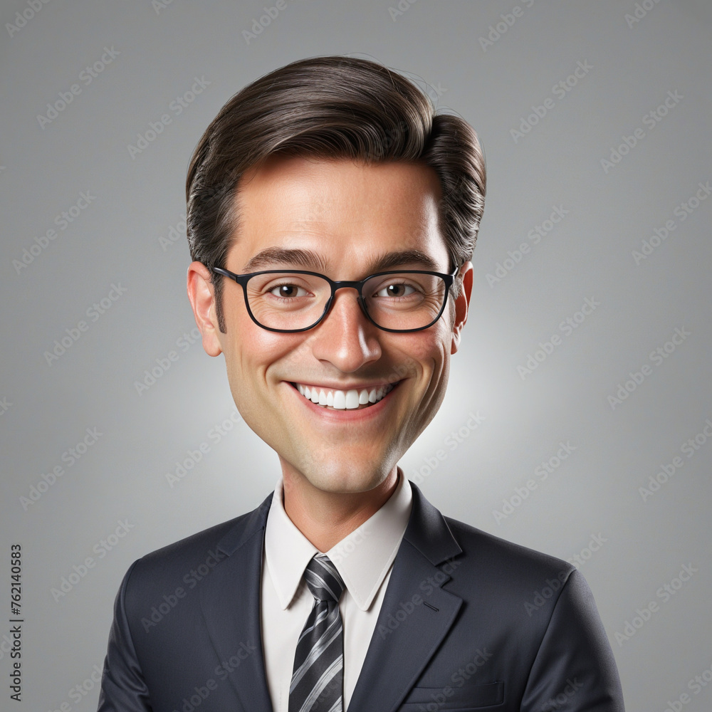 Male businessman smile, 3D illustration style