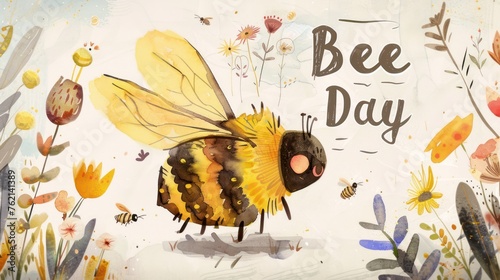 National Bee Day. Illustration with copy space. For Postcards  Banners  etc