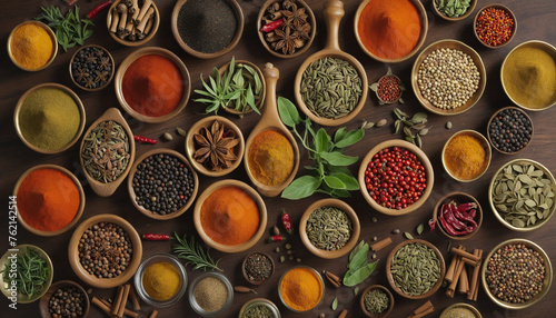 various spices and herbs spices, background beautiful and colourful 