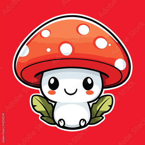 red head cute mushroom character vector graphic