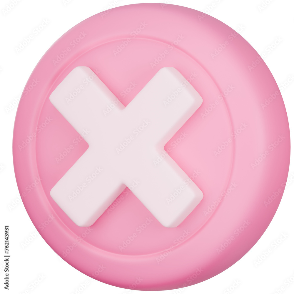 Fototapeta premium 3D Pink Cancel Icon
