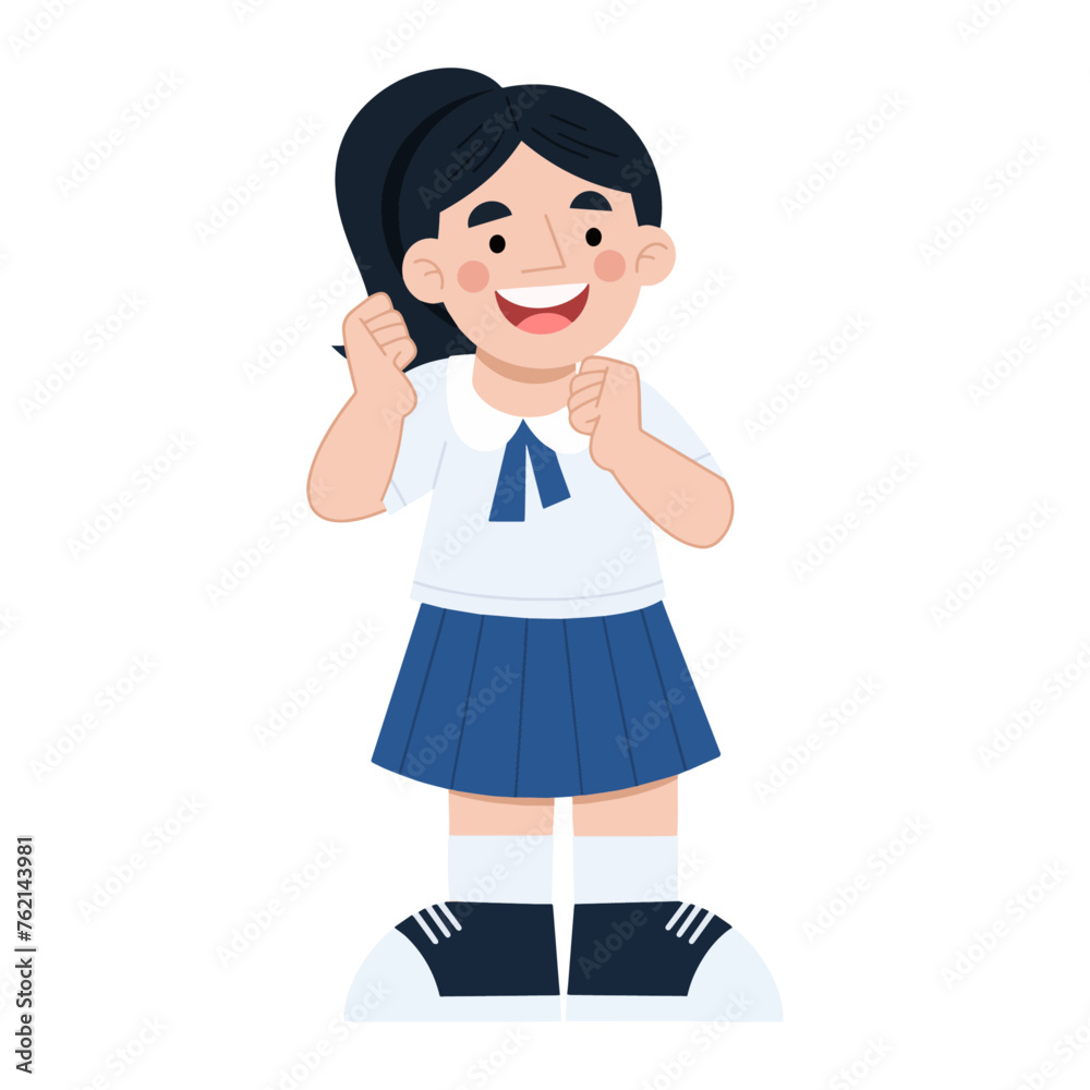Vector illustration of student girl standing happy Vector illustration of student girl standing happy