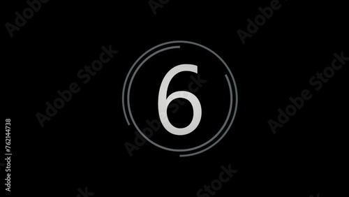 numeric countdown, animated counting down numbers on black background