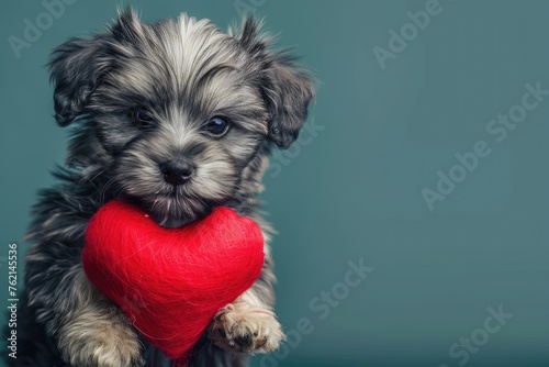 Dog Embracing Heart Shape on Isolated Background, AI Generative 