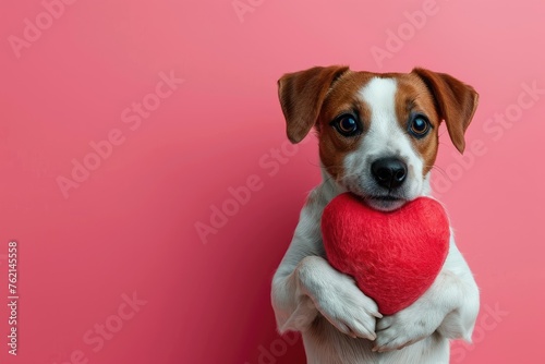 Dog Holding Heart Shape Against Isolated Background, AI Generative  © NikoArakelyan