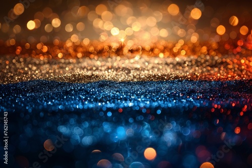 black background with Armenia flag colors in glitter and bokeh  photo