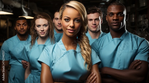 Group of Healthcare Workers Posing in Scrubs © we360designs