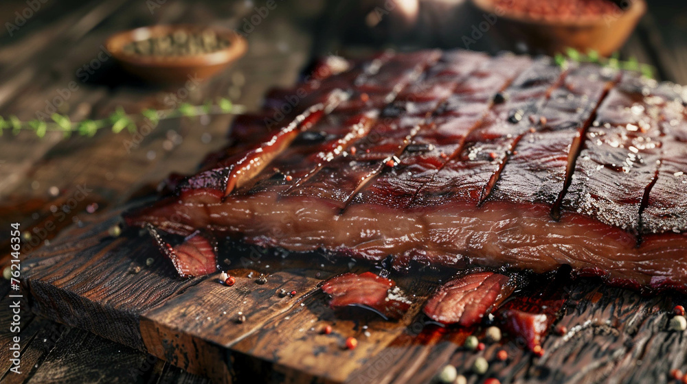 Brisket 3d Advertisement Banner Generative AI. Brisket 3d Advertisement Banner Generative AI.