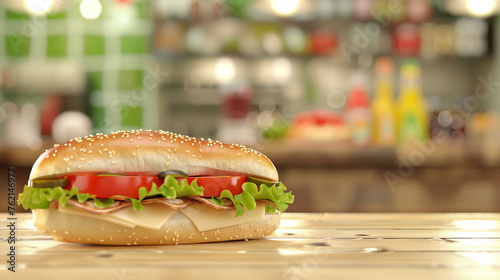 Hoagie 3d Advertisement Banner  Generative AI. photo