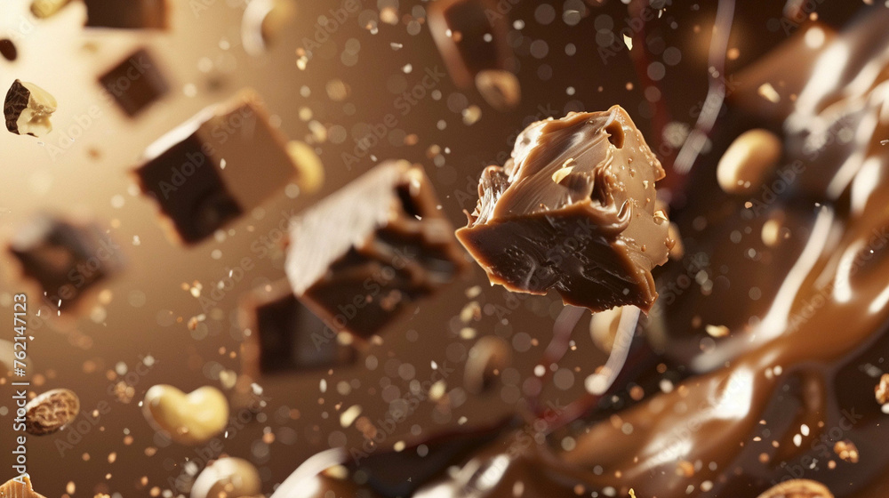 Nutty Fudge 3d Advertisement Banner Generative AI. Nutty Fudge 3d Advertisement Banner Generative AI.