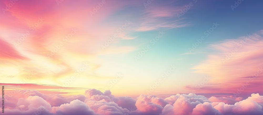 The sky was filled with cumulus clouds during the sunset, creating a beautiful natural landscape in shades of purple, pink, and violet. The afterglow painted the atmosphere in a mesmerizing dusk glow