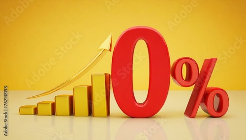 Visual Representation of Zero Procent - 3D Render of 0% - Graphic Support for Business, Sales, Finance and Marketing Purposes