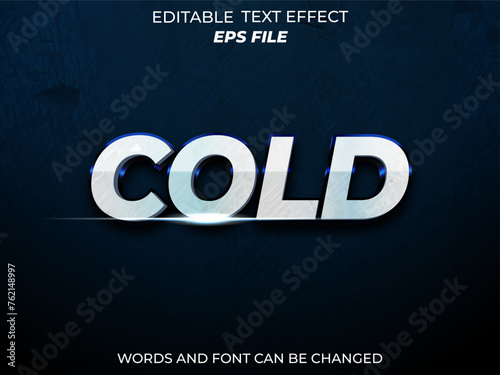 cold  text effect, font editable, typography, 3d text. vector template