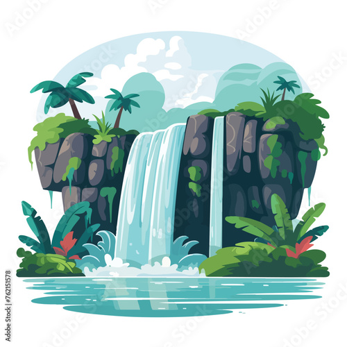 Waterfall illustration flat vector illustration isl photo