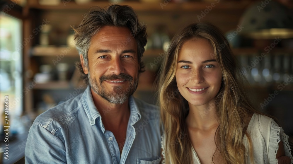 Friendly Bond: Smiling Father and Daughter Portrait