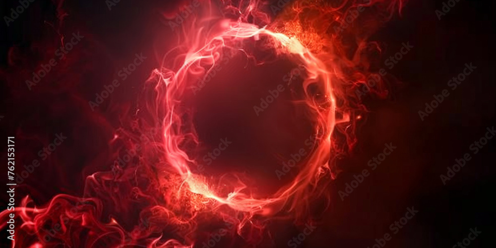 red circle fire flames on dark background