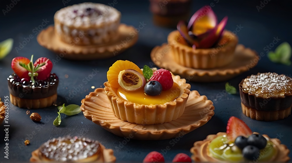 Delicious Tart egg topped with berries on a plate, , cupcakes Delicious Tart egg topped with berries on a plate, , cupcakes