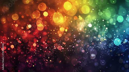 Multicolor bokeh, raining blurry lights background