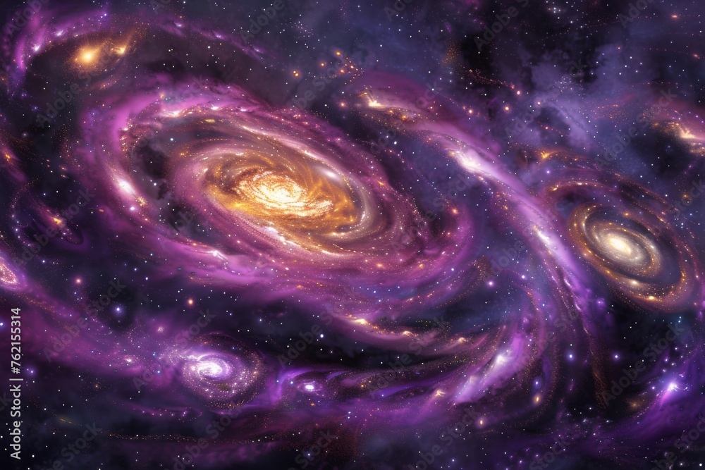 Futuristic galaxy model with advanced star systems and high-tech nebulae. Futuristic galaxy model with advanced star systems and high-tech nebulae.