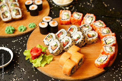 Assorted Sushi Platter With a Variety of Sushi Rolls