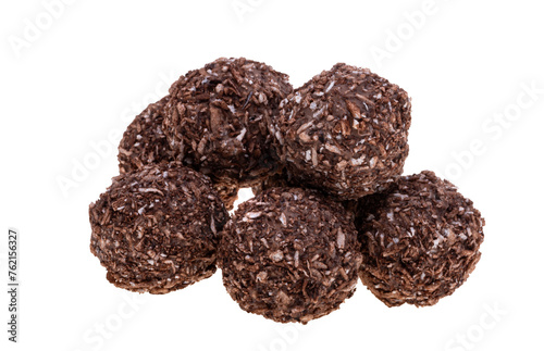 chocolate truffle with nut isolated