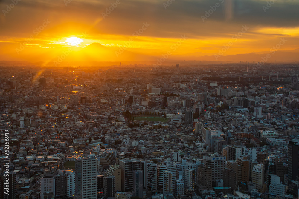 Fototapeta premium sonnenuntergang tokio berg fujiyama