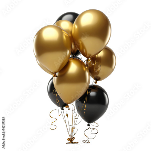 golden and black festival bloons isolated transparent png ai generated photo