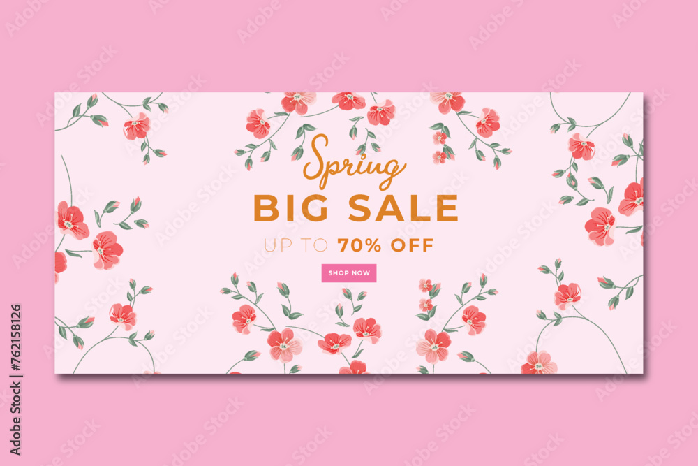 Flat spring sale horizontal banner