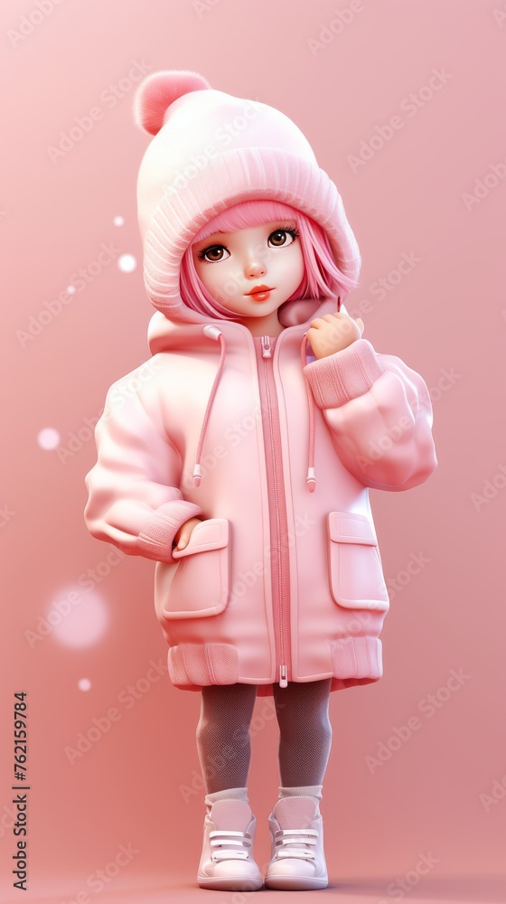 Small Doll in Pink Coat and Hat Small Doll in Pink Coat and Hat