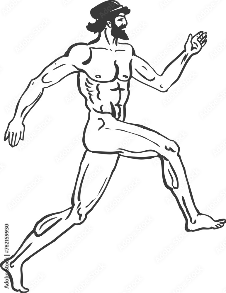 Set of silhouette athletes of the Olympic Games of ancient Greece. Vector