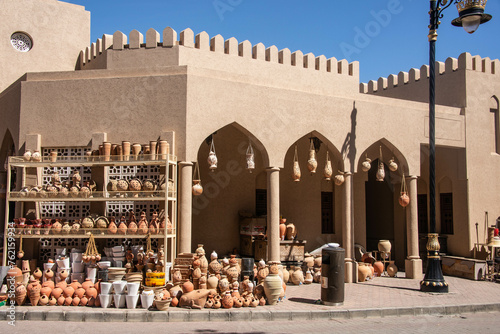 Pottery for sale in the Nizwa Souq, Nizwa, Oman photo
