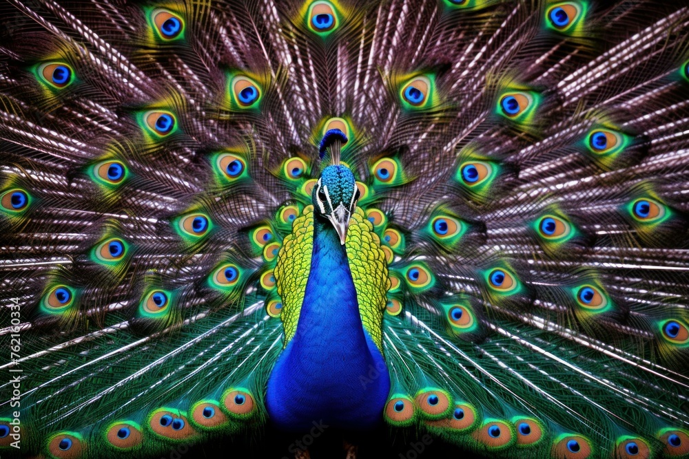 Obraz premium Delicate Peacock oriental flower. Beauty decorative. Generate Ai