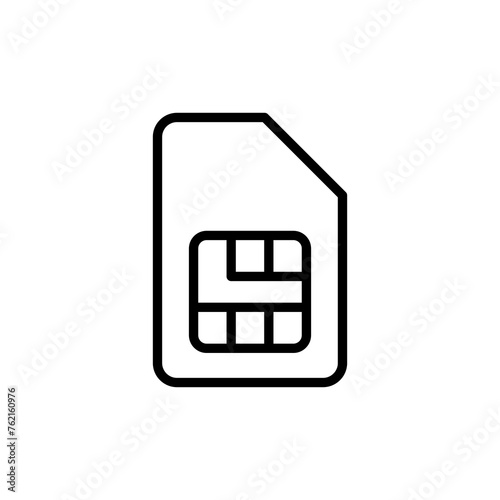 Sim card icon vector isolated on white background. Mobile slot icon. Mobile cellular phone sim card chip.