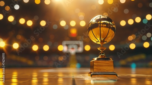 Basketball champion award cup placed in stadium #762161115