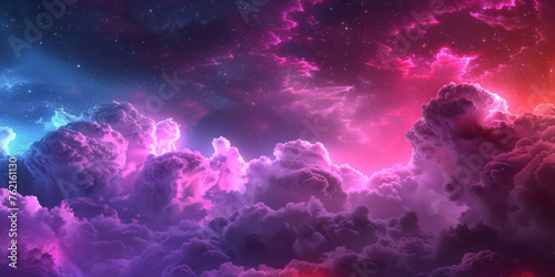 colorful clouds with neon color , Colorful neon sky banner, pink , purple, red , blue clouds