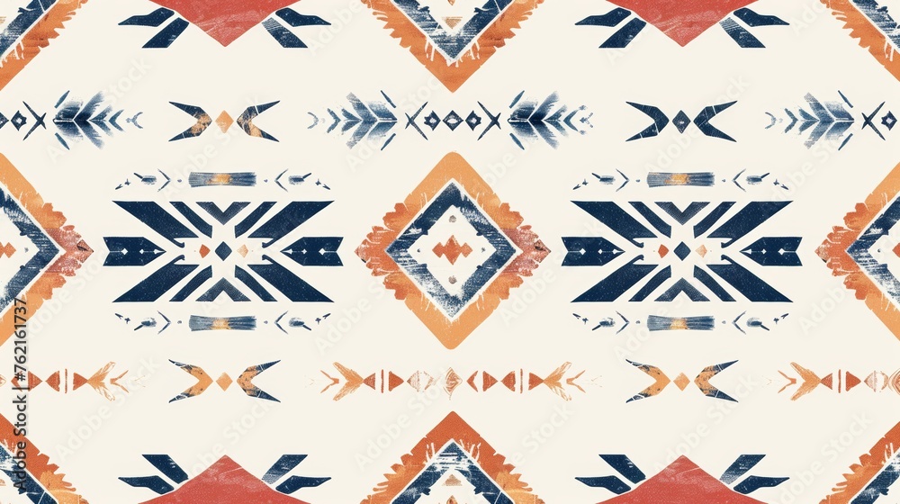 Navajo tribe tribal modern seamless pattern. Aztec abstract geometric art print. Hipster modern background. Wallpaper, cloth design, fabric, tissue, cover, textile. - obrazy, fototapety, plakaty 