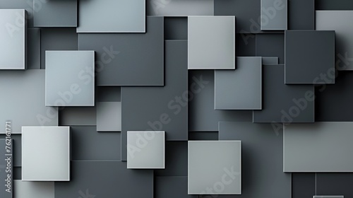 Abstract 3d white and grey squares geometric graphic with drop shadows background. AI generated