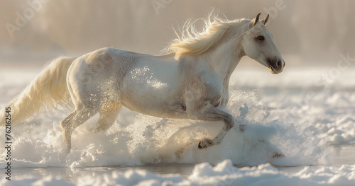 Majestic Stallions- Paint a picture of strength and grace with a stunning stallion against a pristine white backdrop. Image generated by AI
