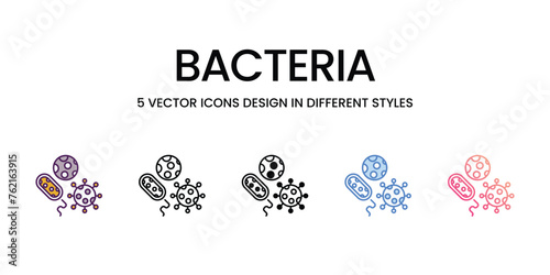 Bacteria icons set in different style vector stock illustration