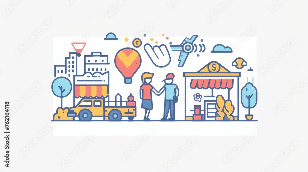 A banner concept design for a regional economic development initiative. It is based on a flat design style, minimal modern illustration. A banner concept design for a regional economic development initiative. It is based on a flat design style, minimal modern illustration.