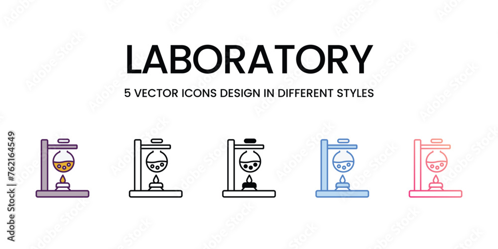 Laboratory icons set in different style vector stock illustration