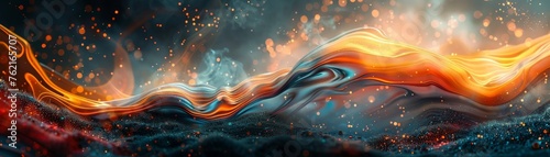 Digital landscape transforms into fluid abstract patterns dynamically