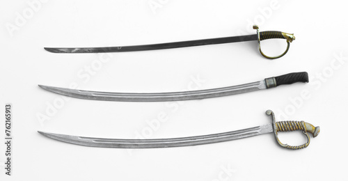 Cuadro en lienzo collection of sabers isolated on white background