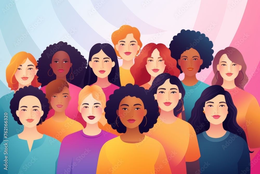 Group of people diverse women. Flat Design. Diversity, equality and inclusion theme. Group of people diverse women. Flat Design. Diversity, equality and inclusion theme.