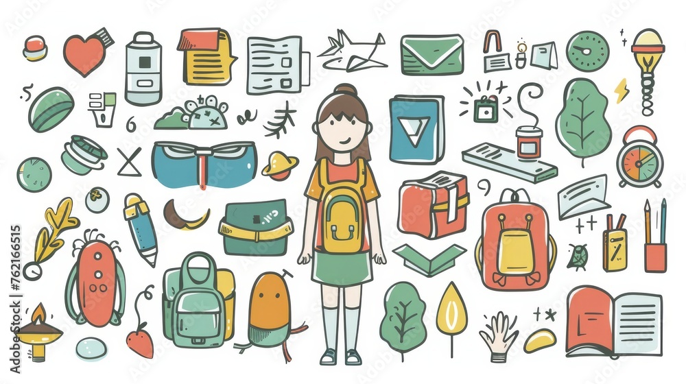 Student showing campus life in various aspects. Modern illustration flat design. Student showing campus life in various aspects. Modern illustration flat design.