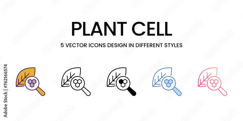 Plant cell icons set in different style vector stock illustration Plant cell icons set in different style vector stock illustration