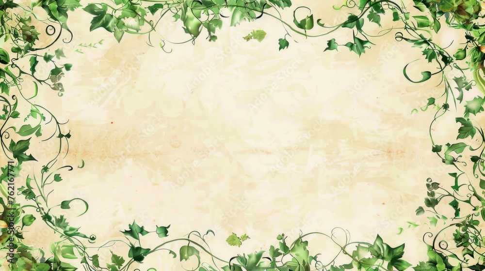 Beautiful green floral frames with leaves on white background. AI generated image Beautiful green floral frames with leaves on white background. AI generated image