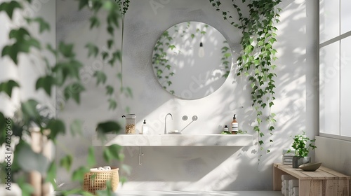 Scandinavian Bathroom Oasis A Peaceful Retreat with Concrete and Wood Accents © Rudsaphon